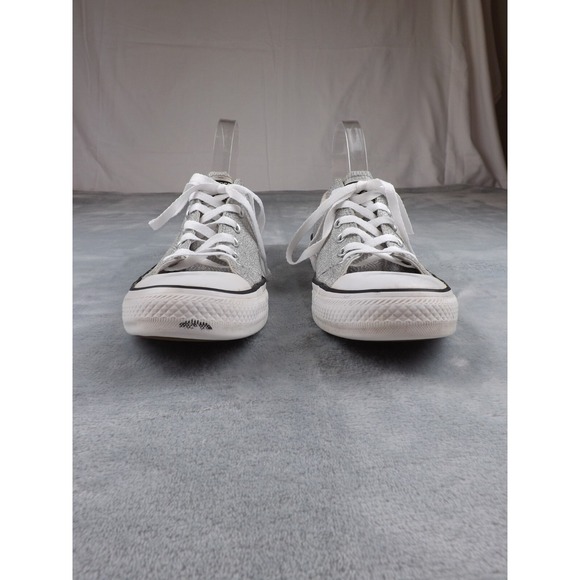Converse All Star Sneakers Men's Size‎ 8 Women's Size 10 Silver Glitter Casual - Picture 4 of 16